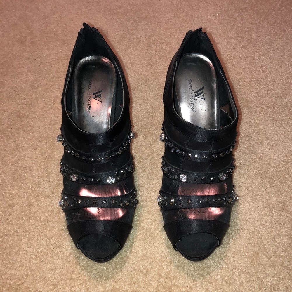 Black Sequin High Heels